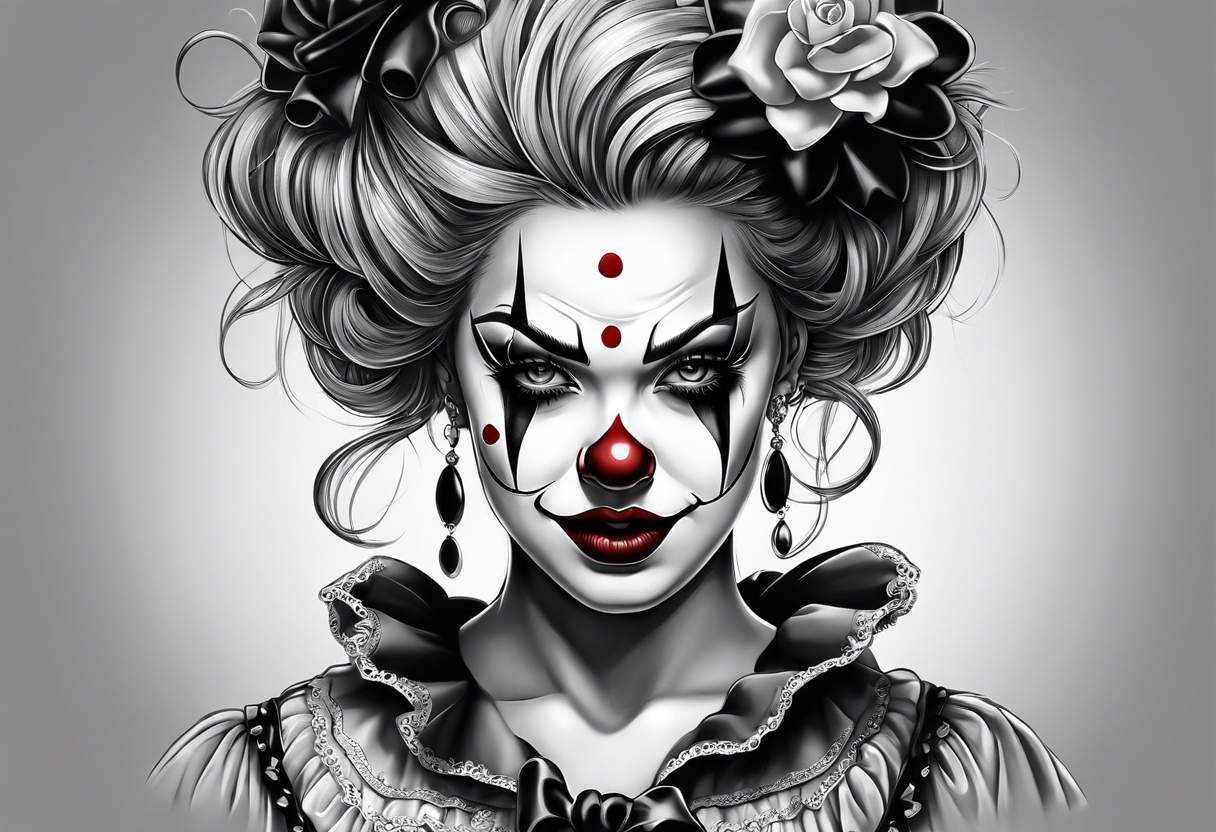 Girl clown sad face tattoo idea