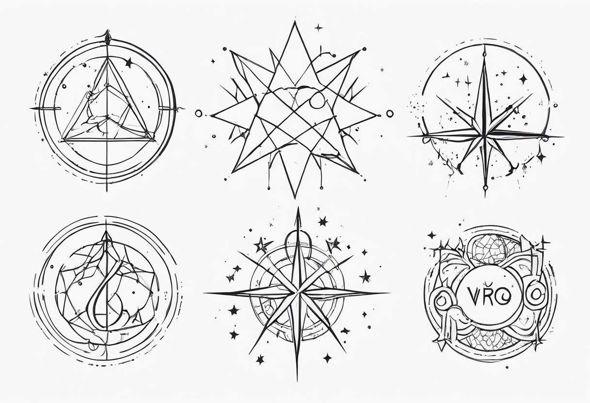 Multiple constellation (cancer, virgo, scorpio), fine lines, no flowers tattoo idea