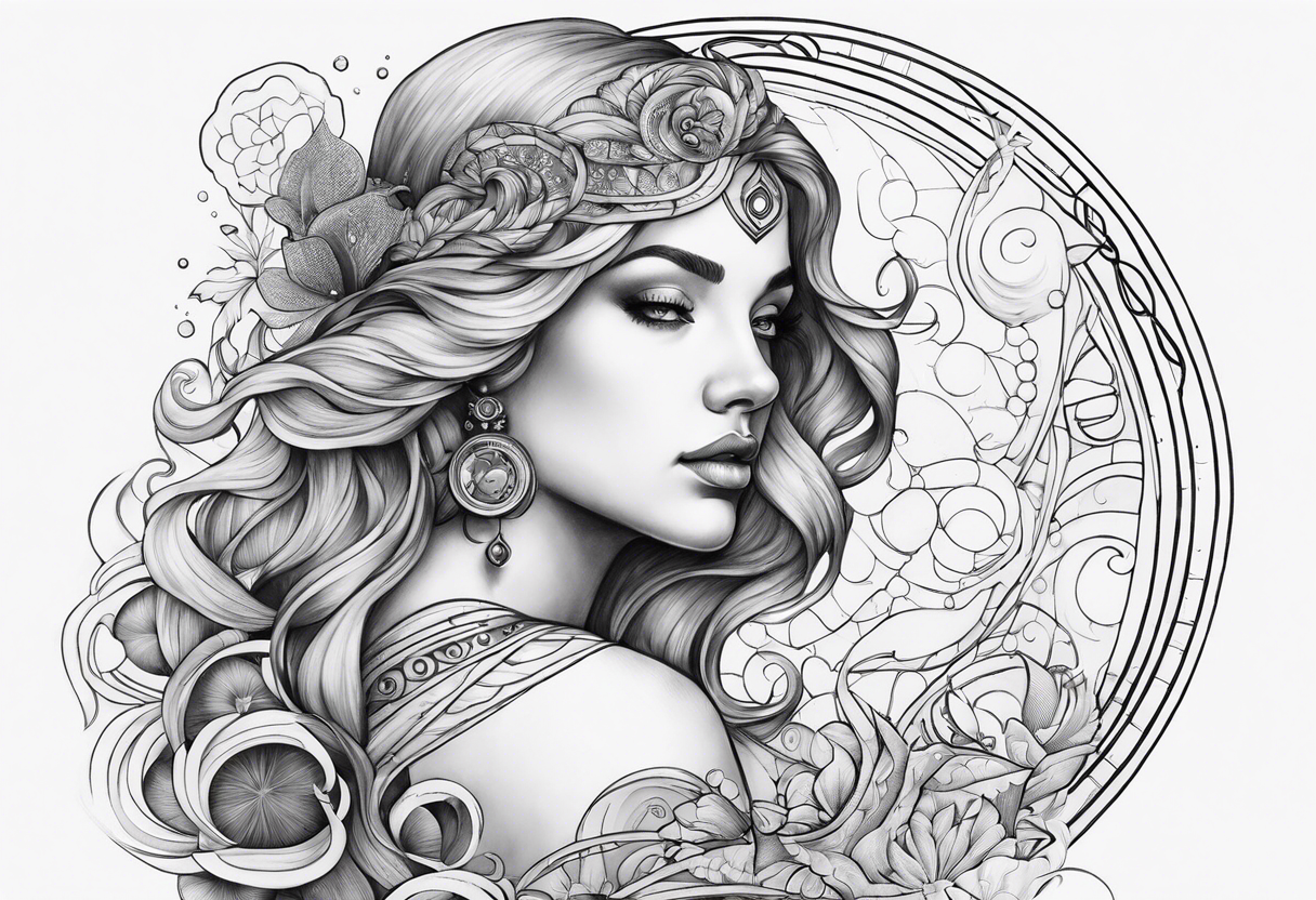 Aquarius with the Fibonacci sequence tattoo idea