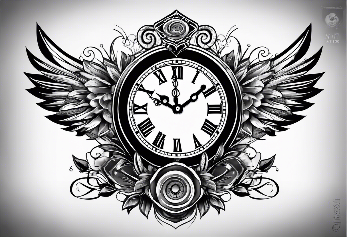 clock with little motocycle tattoo idea