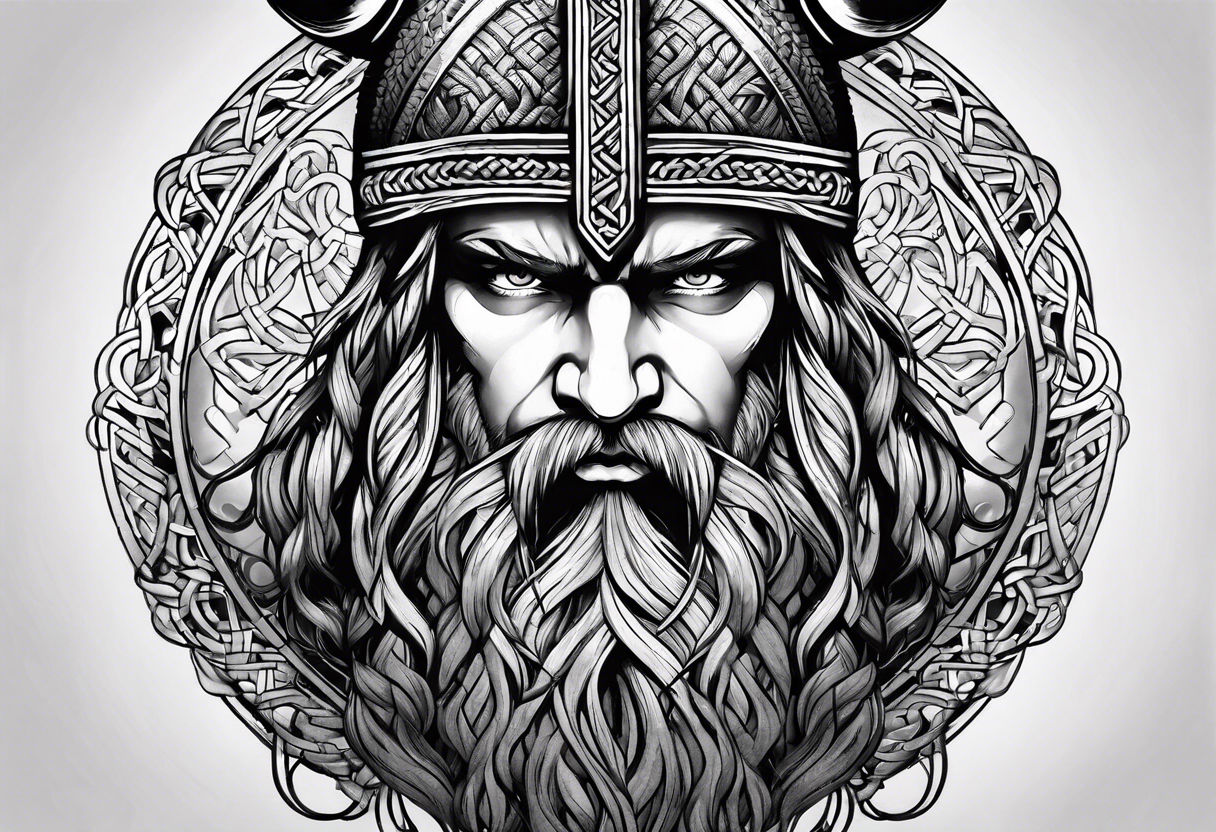 Viking with 6 braids tattoo idea