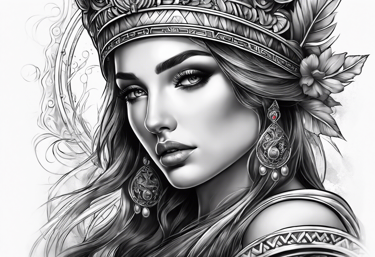 make a beautiful female woman in roman theme tattoo idea