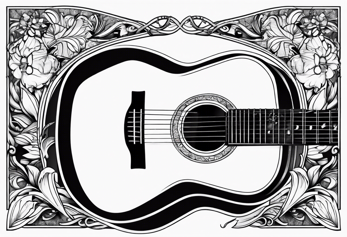 acoustic guitar full sleeve tattoo idea