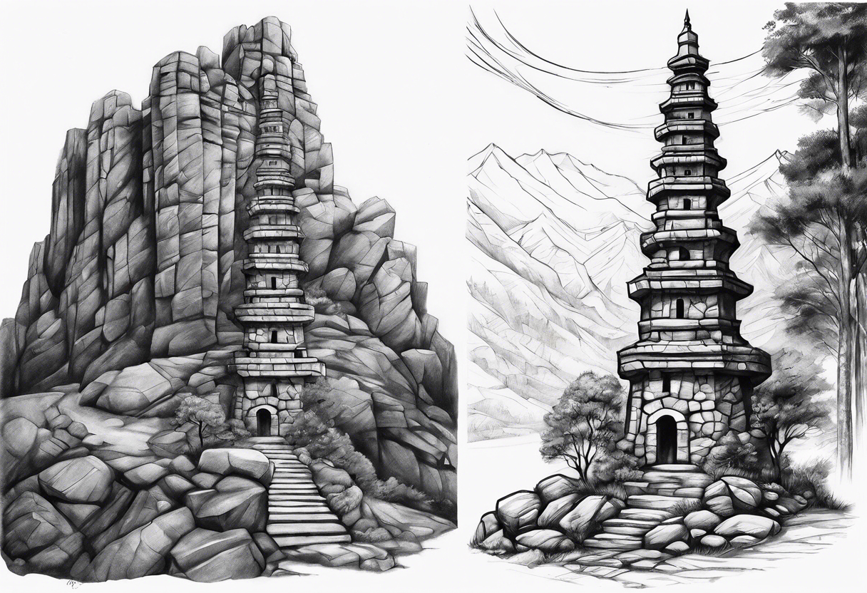 Rock tower tattoo idea