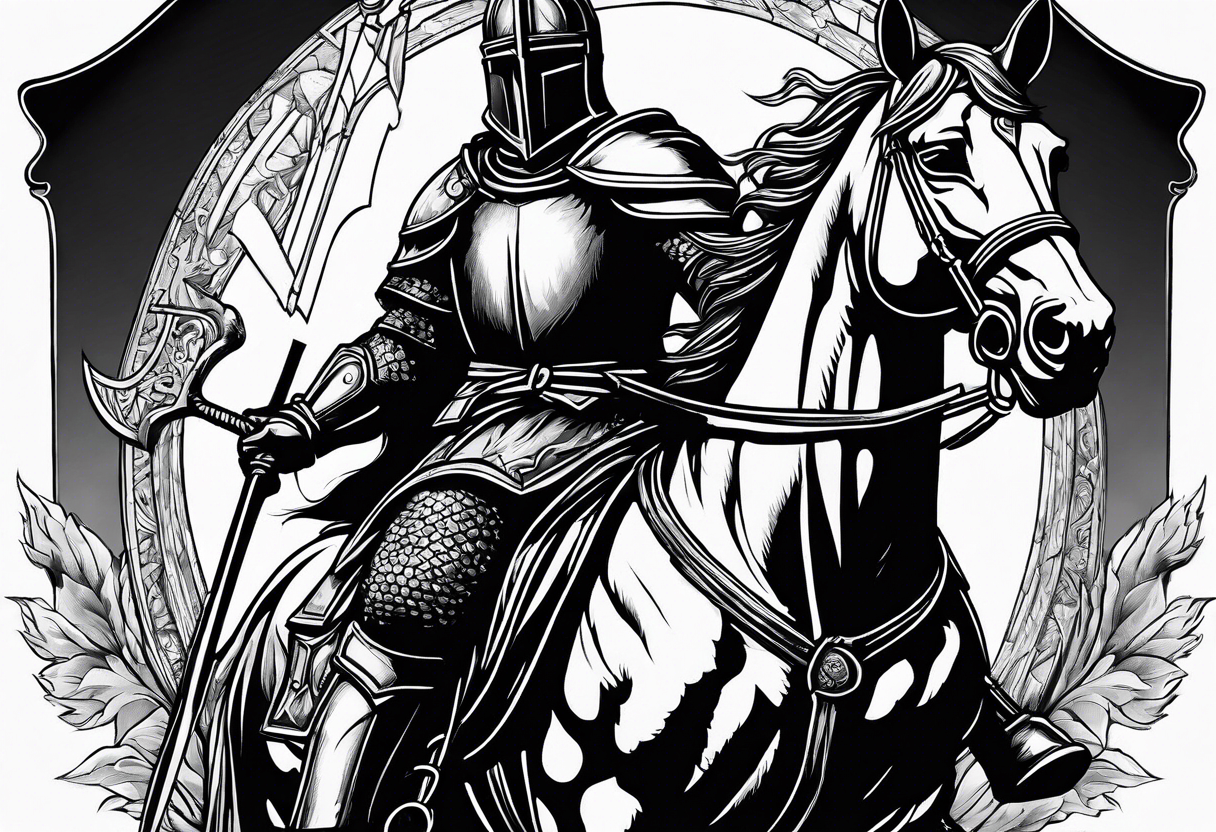 knight pulling out sword off stone tattoo idea