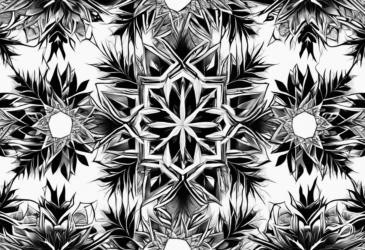 Branched crystaline fractal snowflake not flower tattoo idea