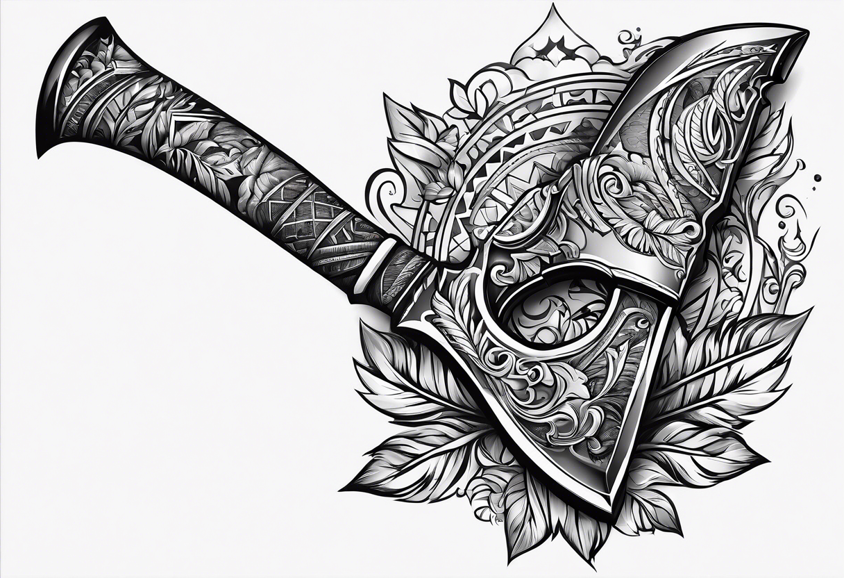 Tomahawk with carvings tattoo idea