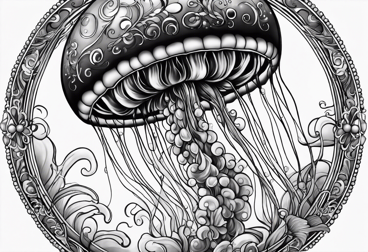 Jellyfish swimming bubbles tattoo idea