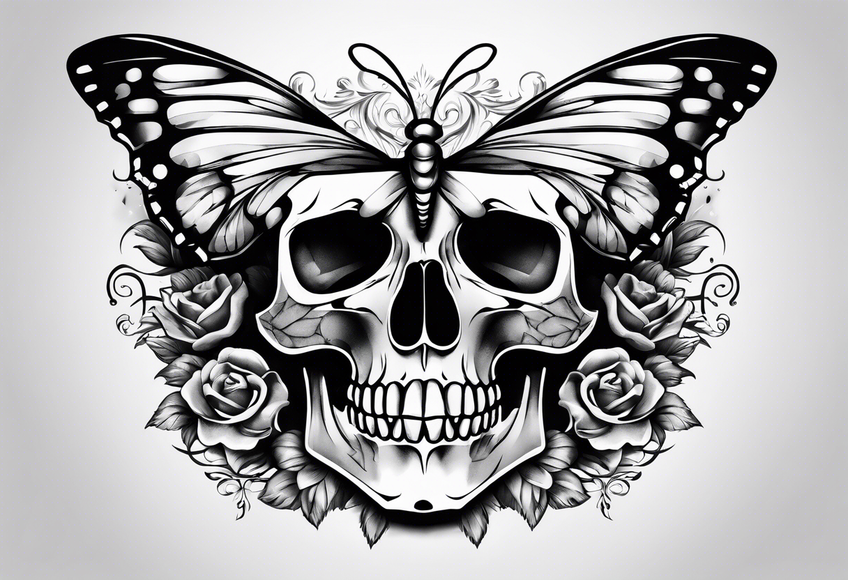 Skull butterfly tattoo idea