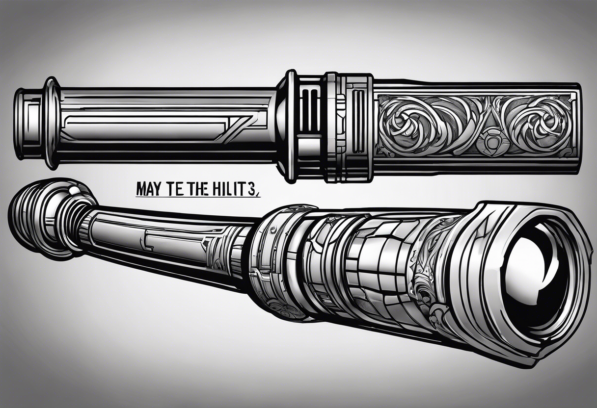 Sketch of 2 lightsaber hilts, including the phrase "May the 4th" tattoo idea