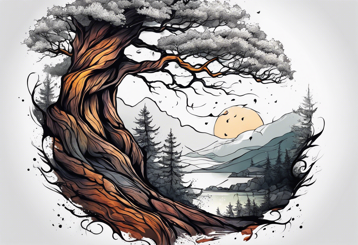 Half sleeve, tree bark tattoo idea