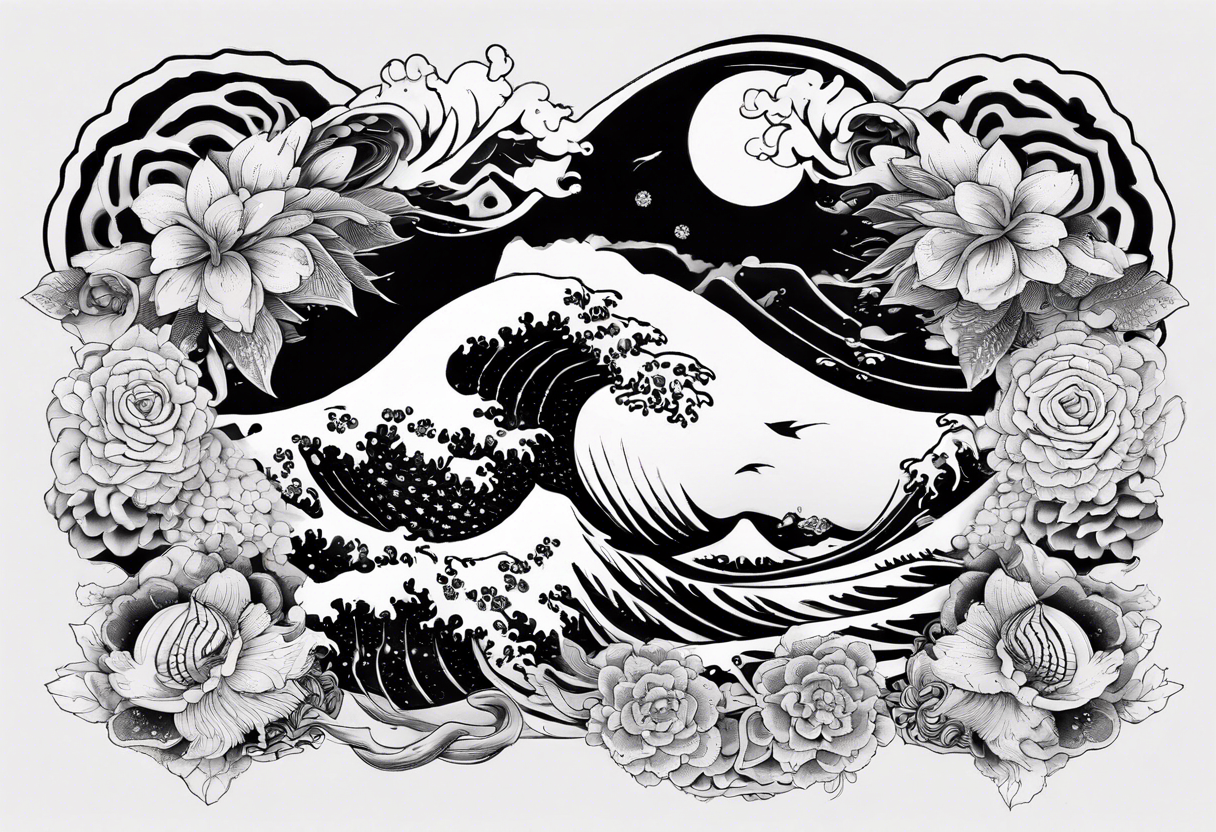 The great wave off kanagawa mixed with a mandala design tattoo idea