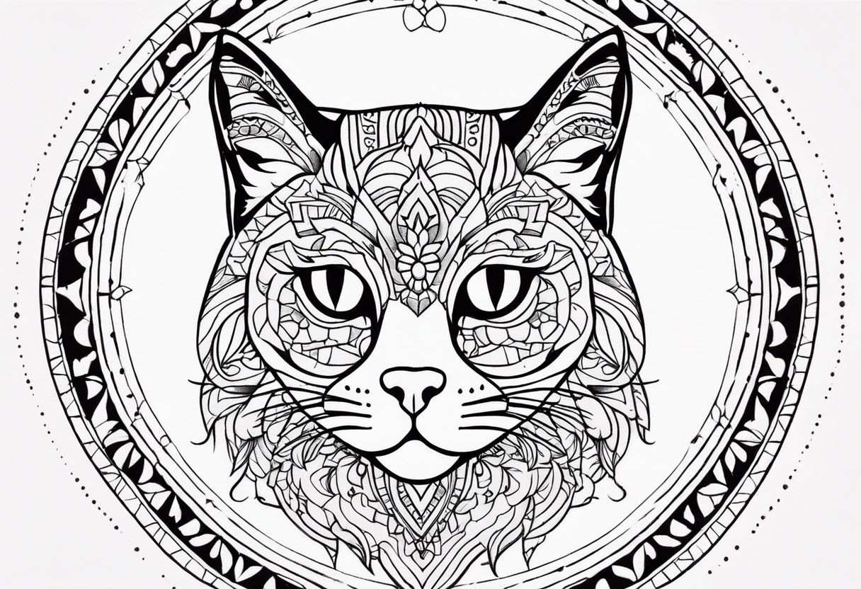 Cat mandala tattoo idea