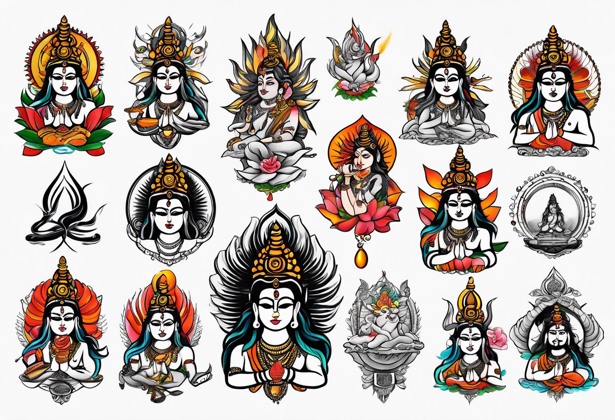 Give me multiple tattoo ideas of lord shiva tattoo idea