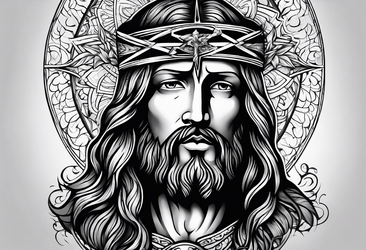 Pain suffering of Jesus Christ tattoo idea