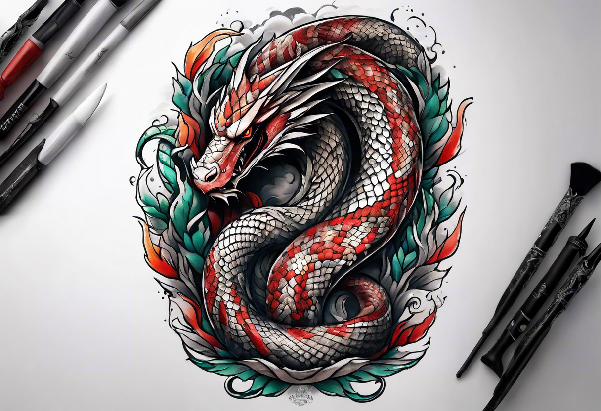 a Sleeve tattoo the World Serpent, as depicted in God of War. on the arm tattoo idea