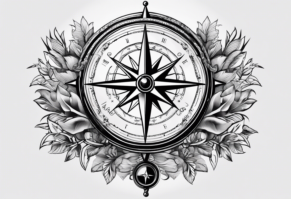 Globe with compass tattoo idea