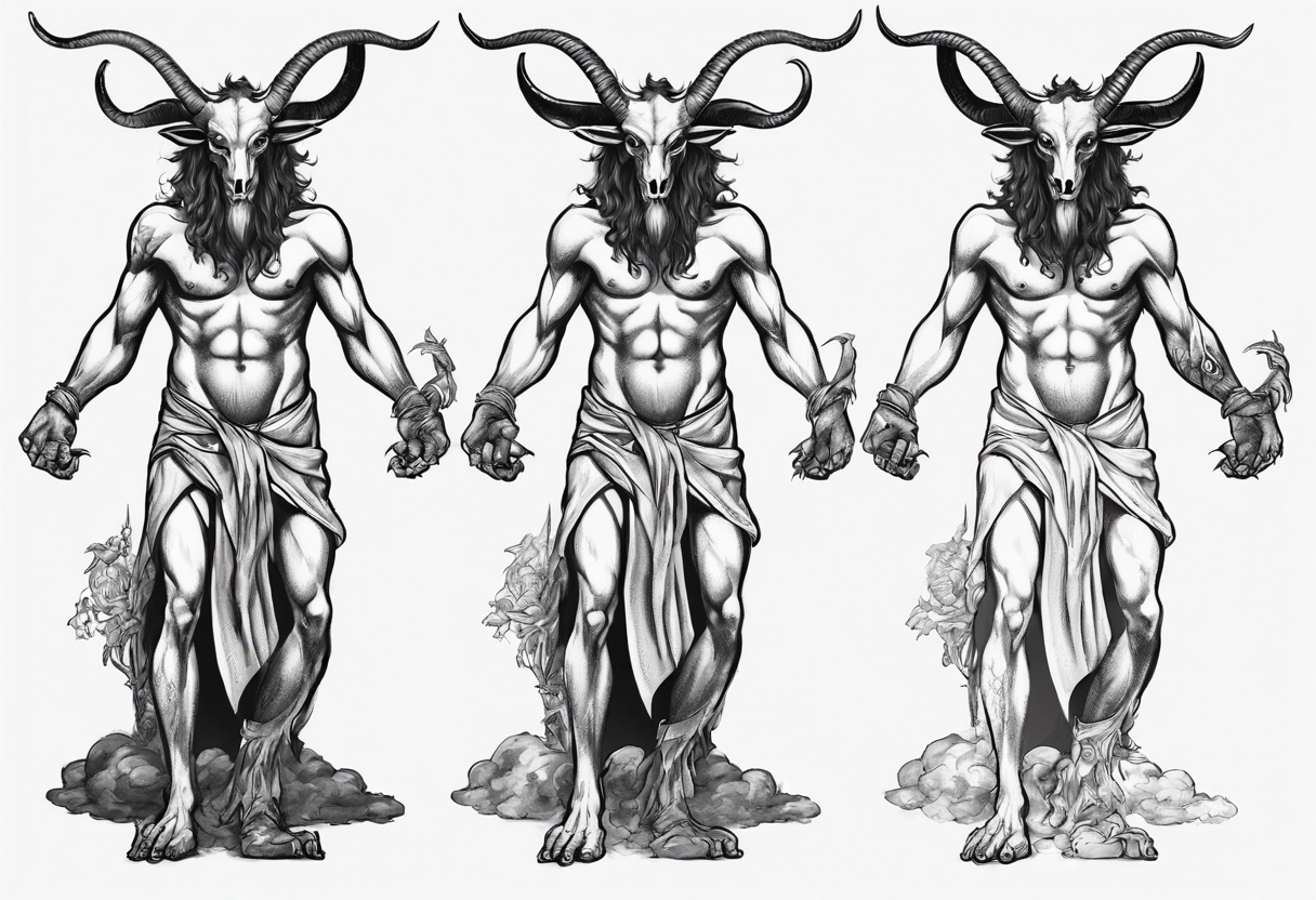 Baphomet standing full body with loincloth. tattoo idea