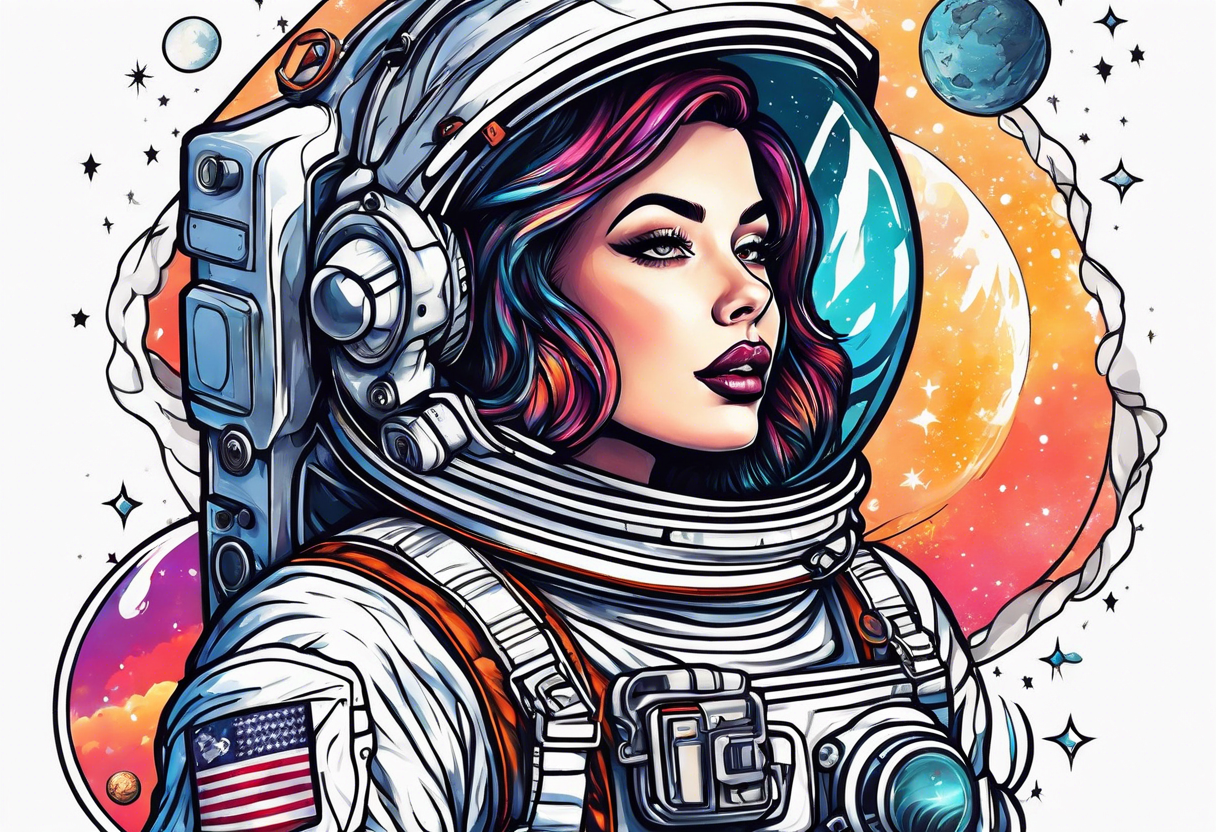 Astronaut pinup girl tattoo idea