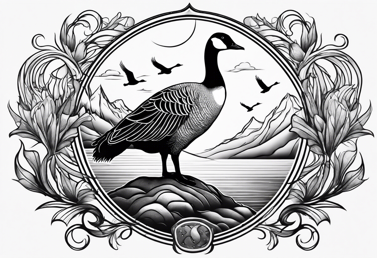 canadian goose mystical Background tattoo idea