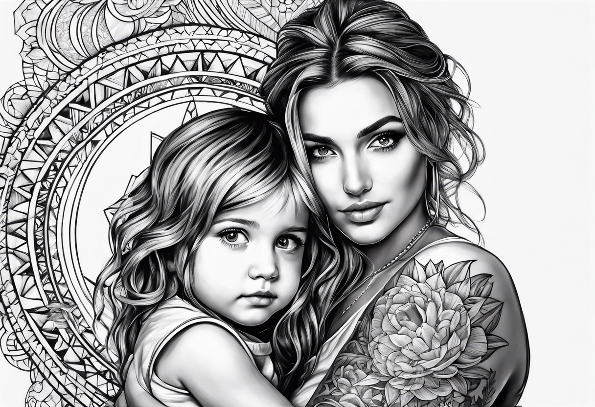 Monn with a child sitting on it tattoo idea