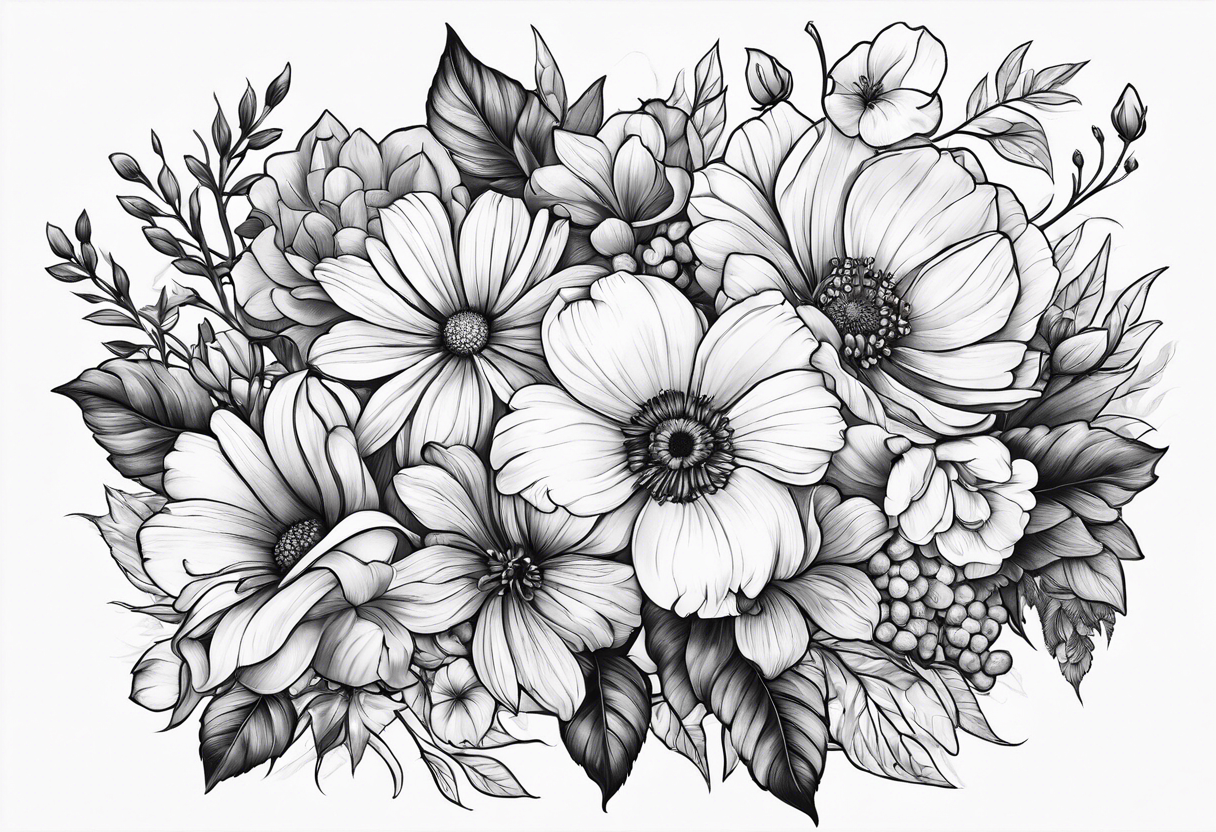 Birth Month Flowers tattoo idea