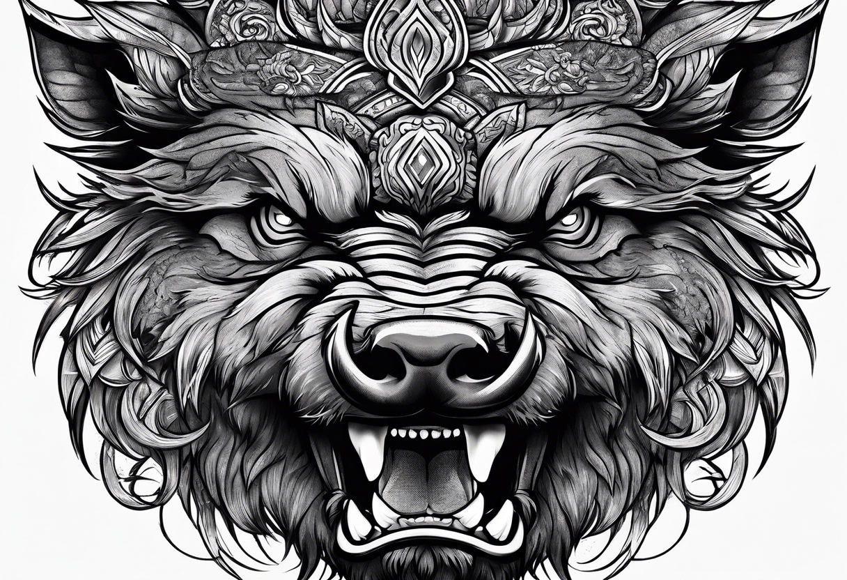 face angry boar tattoo idea