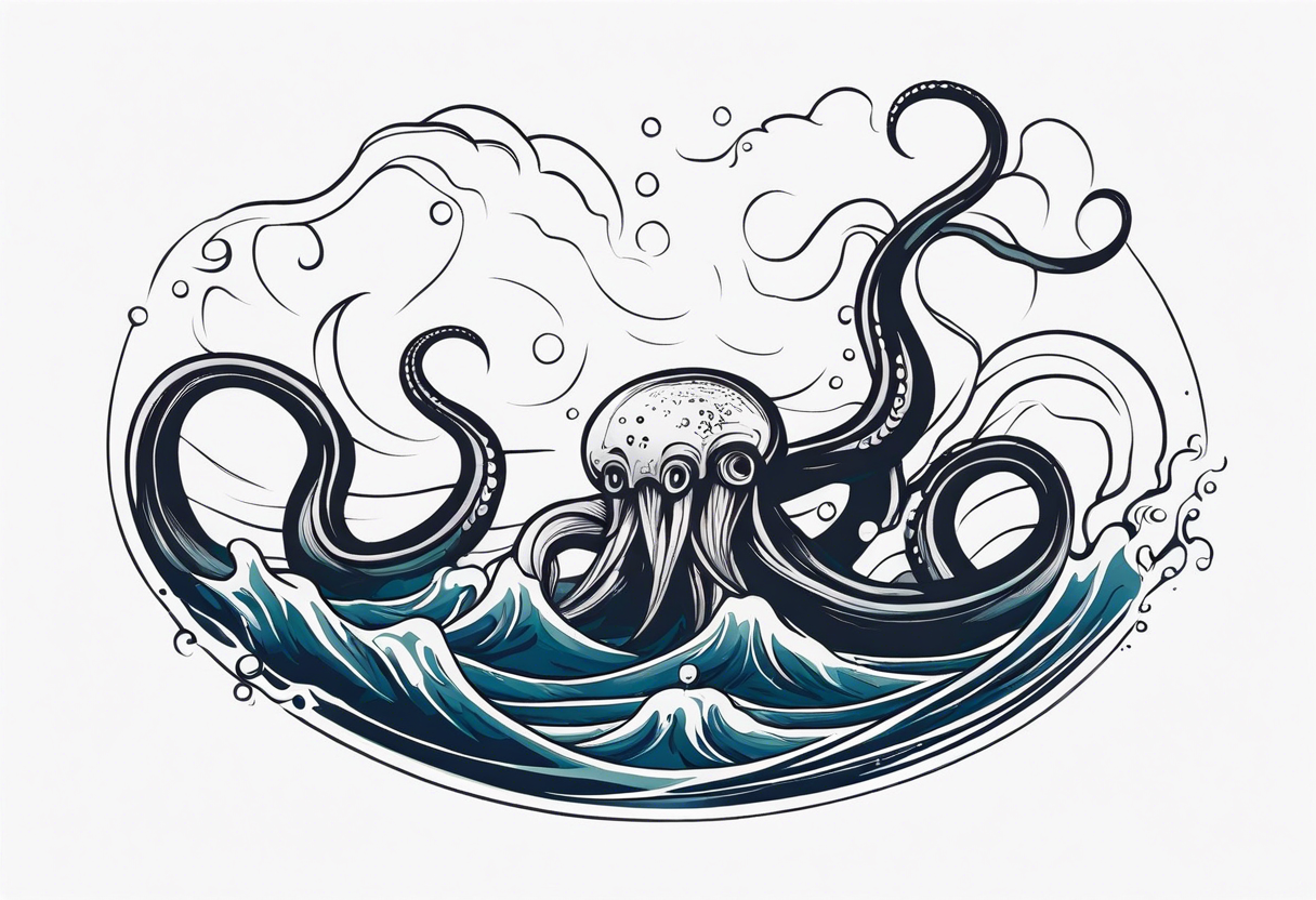 The tentacles of a kraken coming out of the water tattoo idea