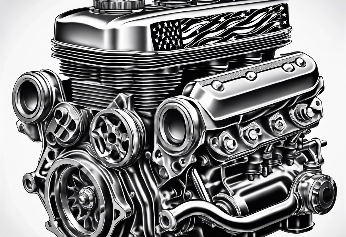 american flag engine pistons tattoo idea