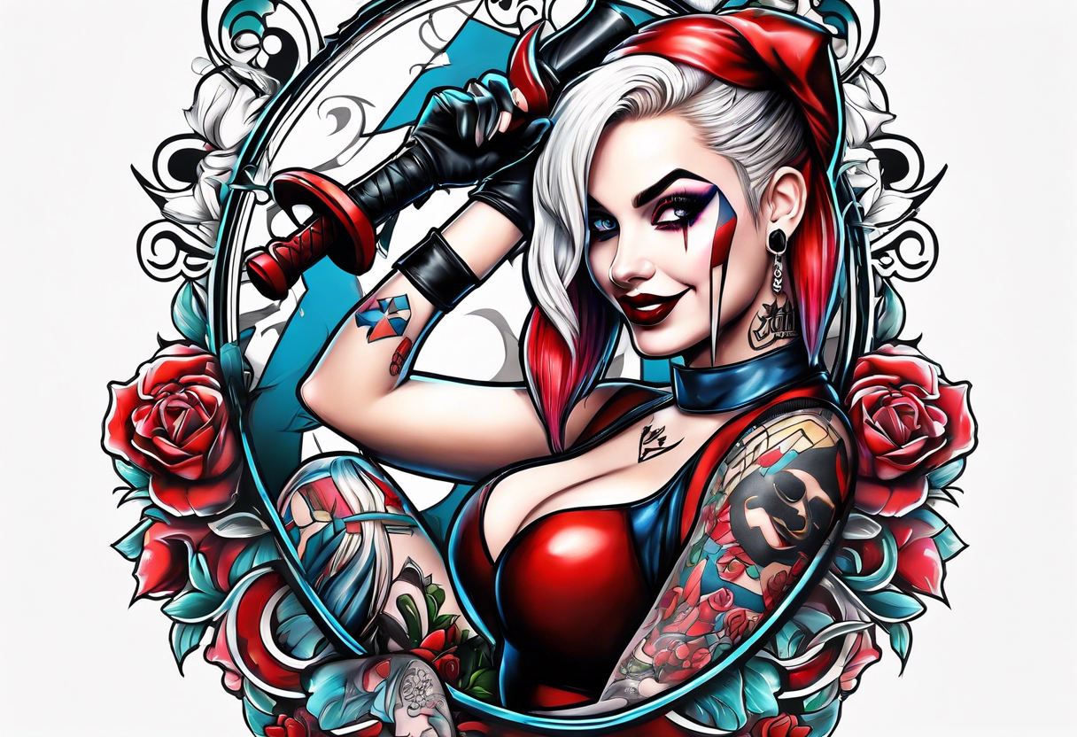 Pinup Harley Quinn tattoo idea