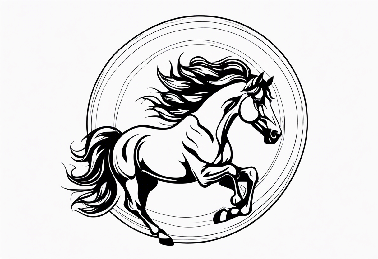 mustang reering in circle tattoo idea