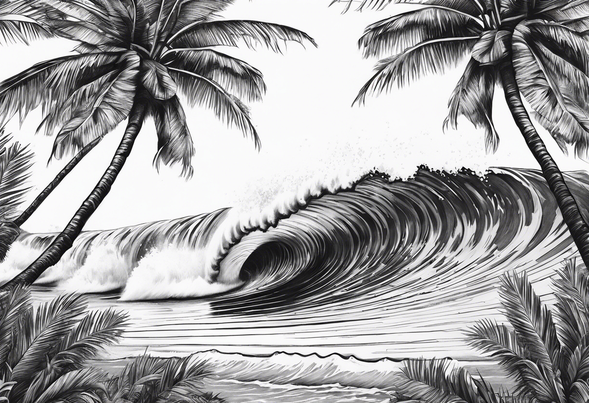 Palm tree, surfing tattoo idea