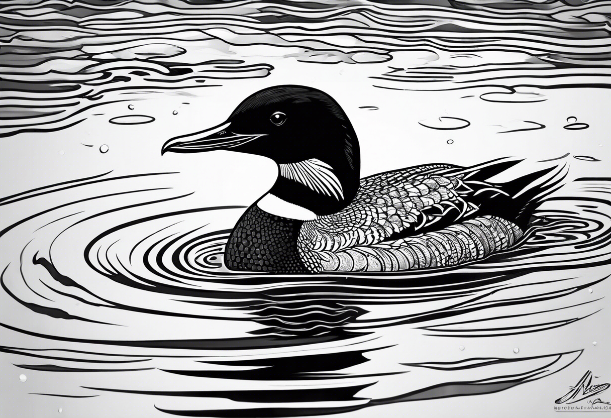 native loon swimming tattoo idea