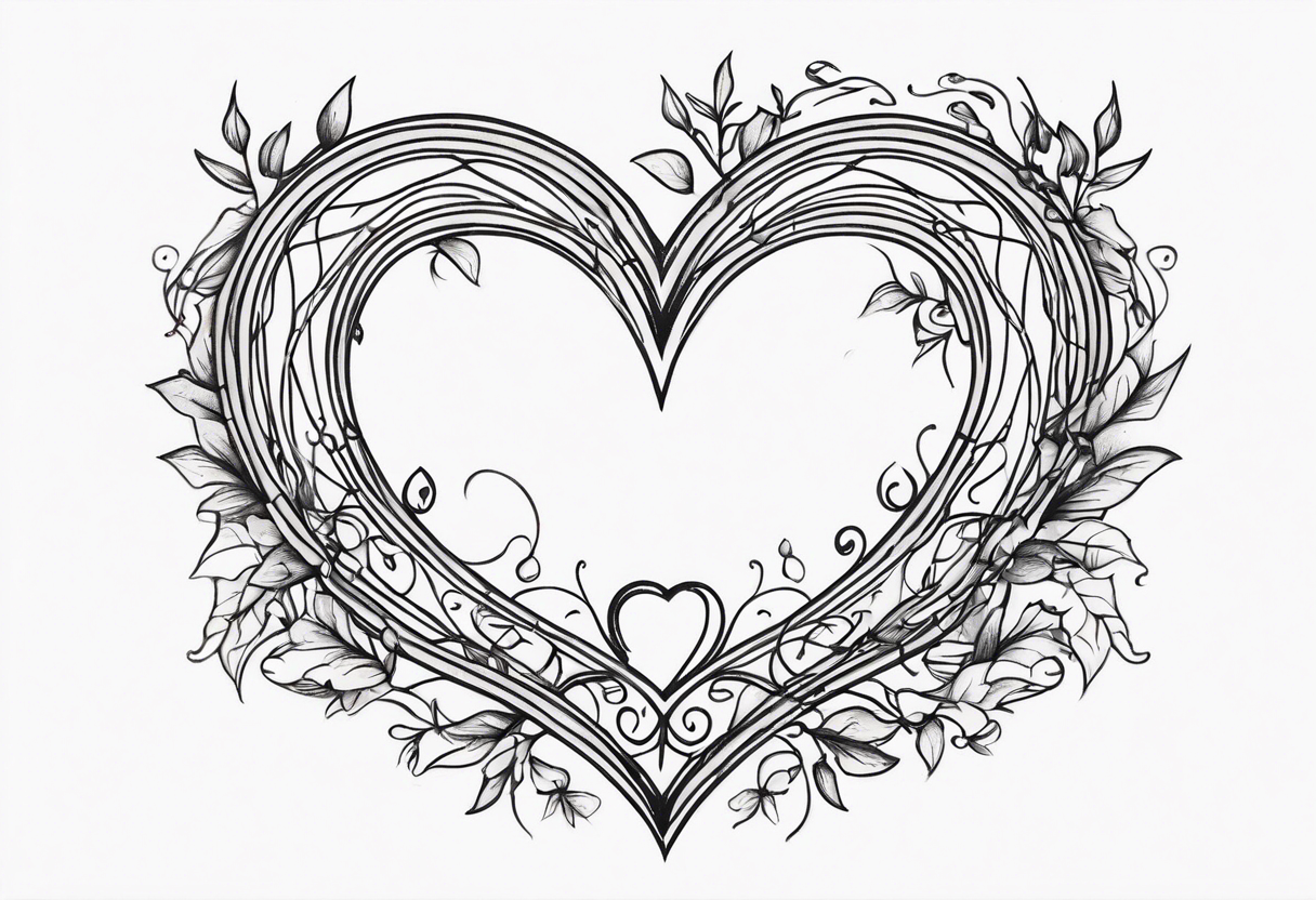 Crescent moon with a love heart inside with vines creeping down it tattoo idea