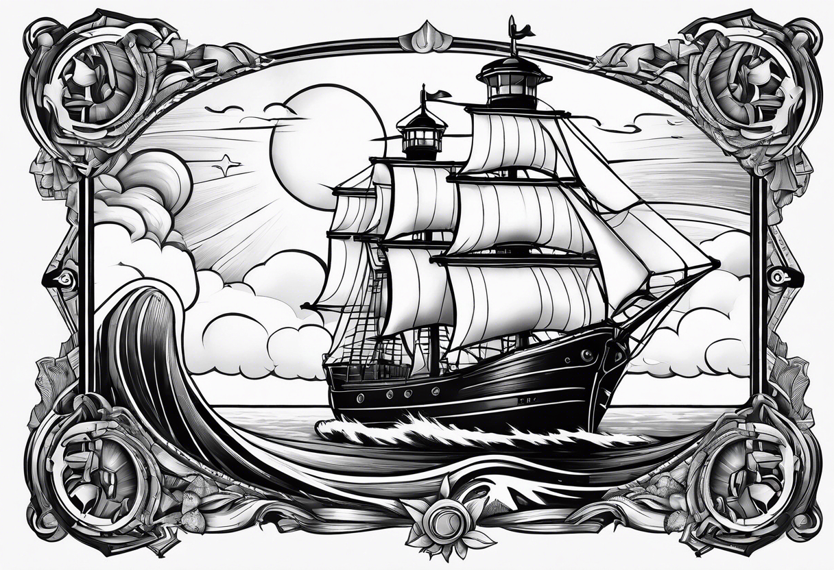 Lighthouse ship infront tattoo idea