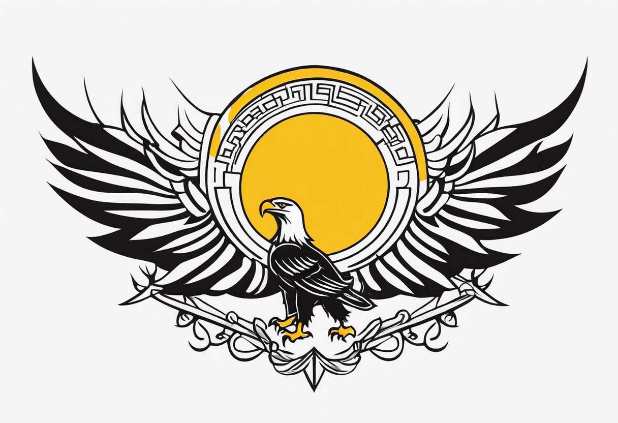 Very small tattoo similar to the eagle and sun on kazhak flag tattoo idea