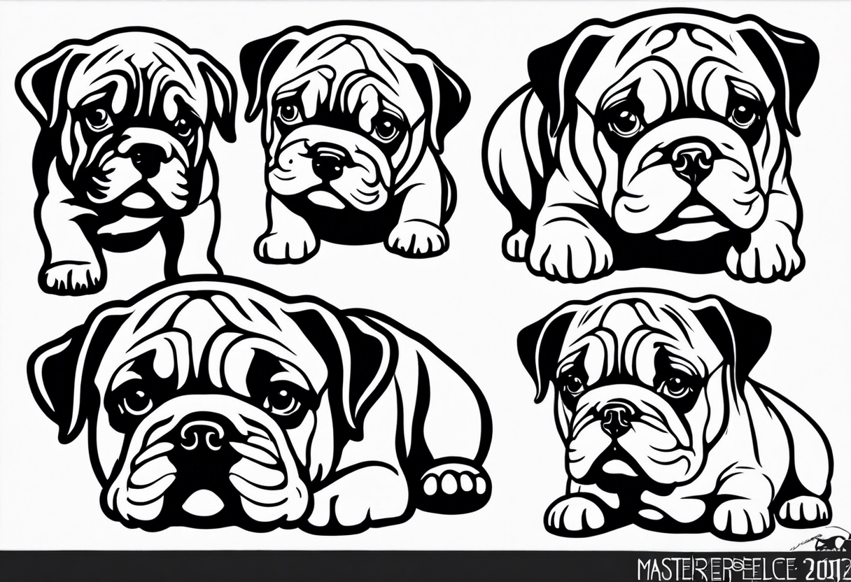 Cute puppy English bulldog tattoo idea