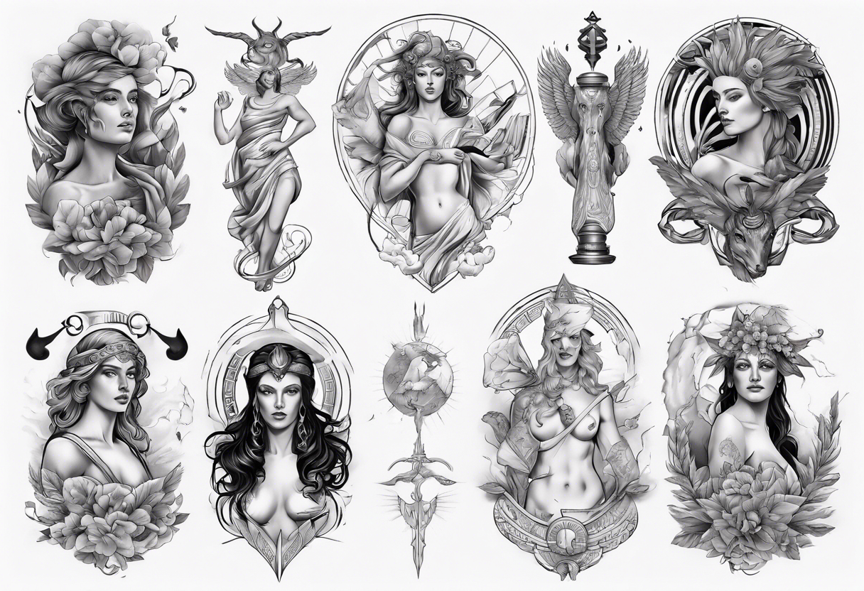 Greek mythology sleeve tattoo for women of power and success tattoo idea