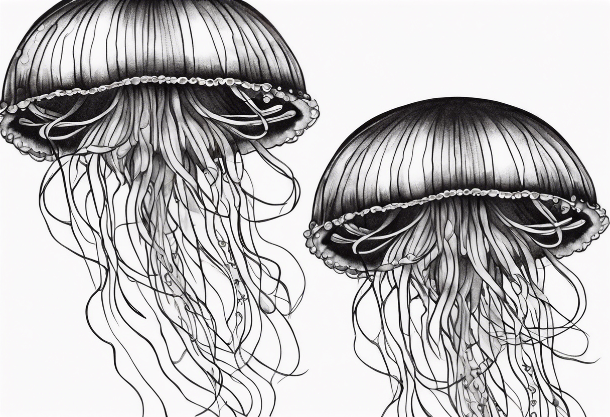 Glowing coloured jellyfish tattoo idea