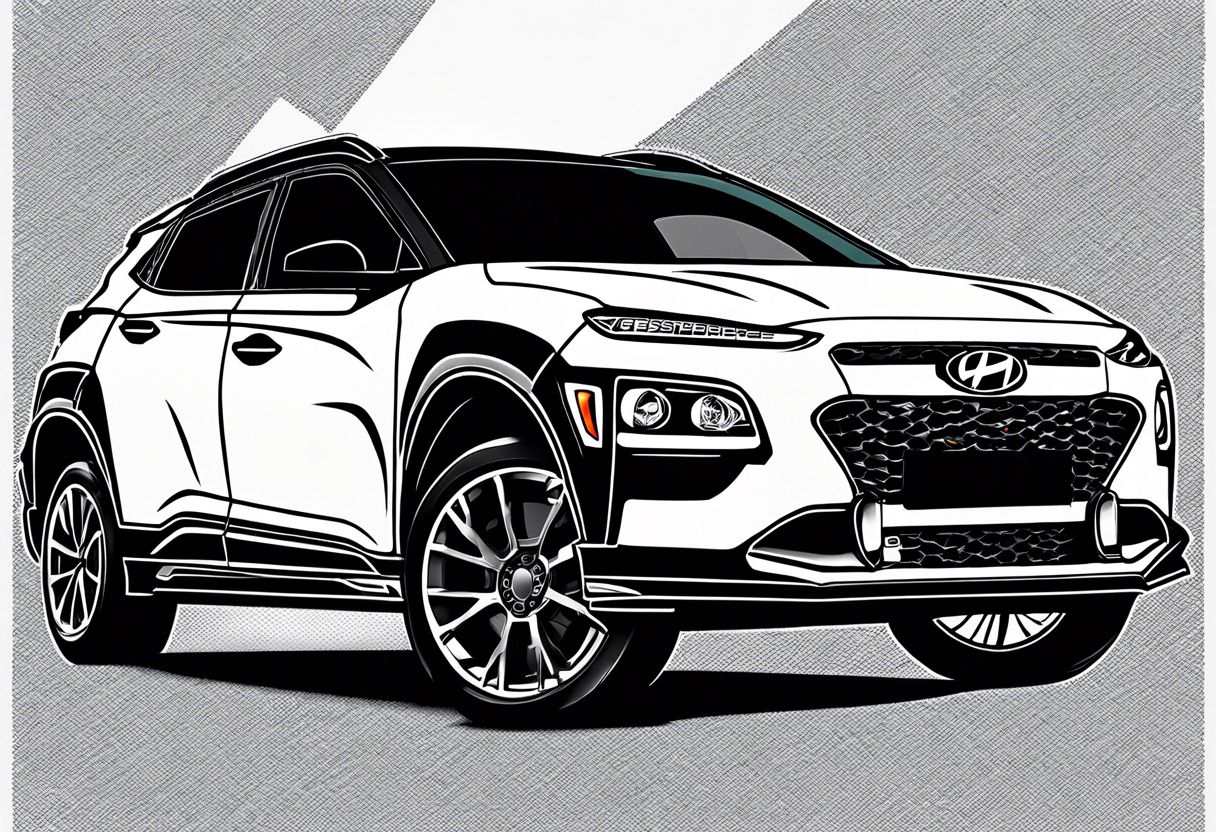 hyundai kona rally muscle car with lightning bolts with a tubocharger in the hood tattoo idea