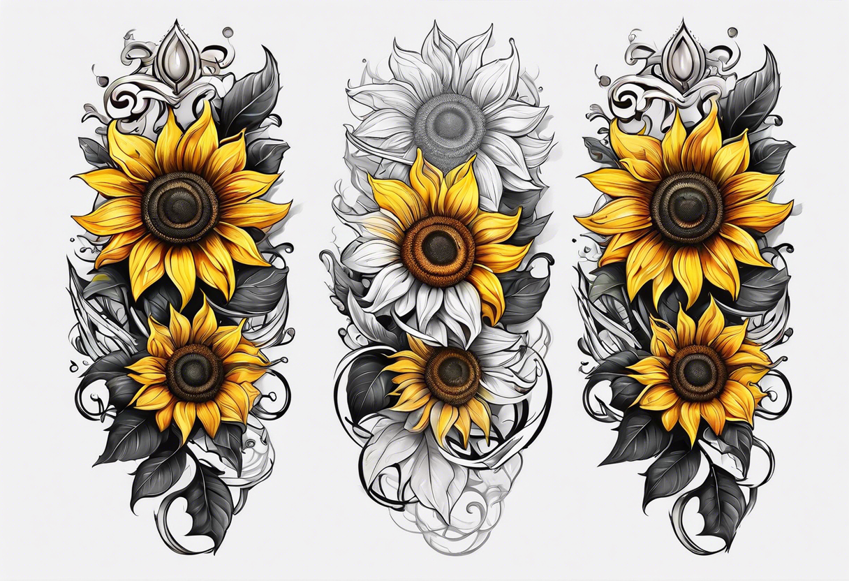 Sunflower viking sleeve tattoo idea