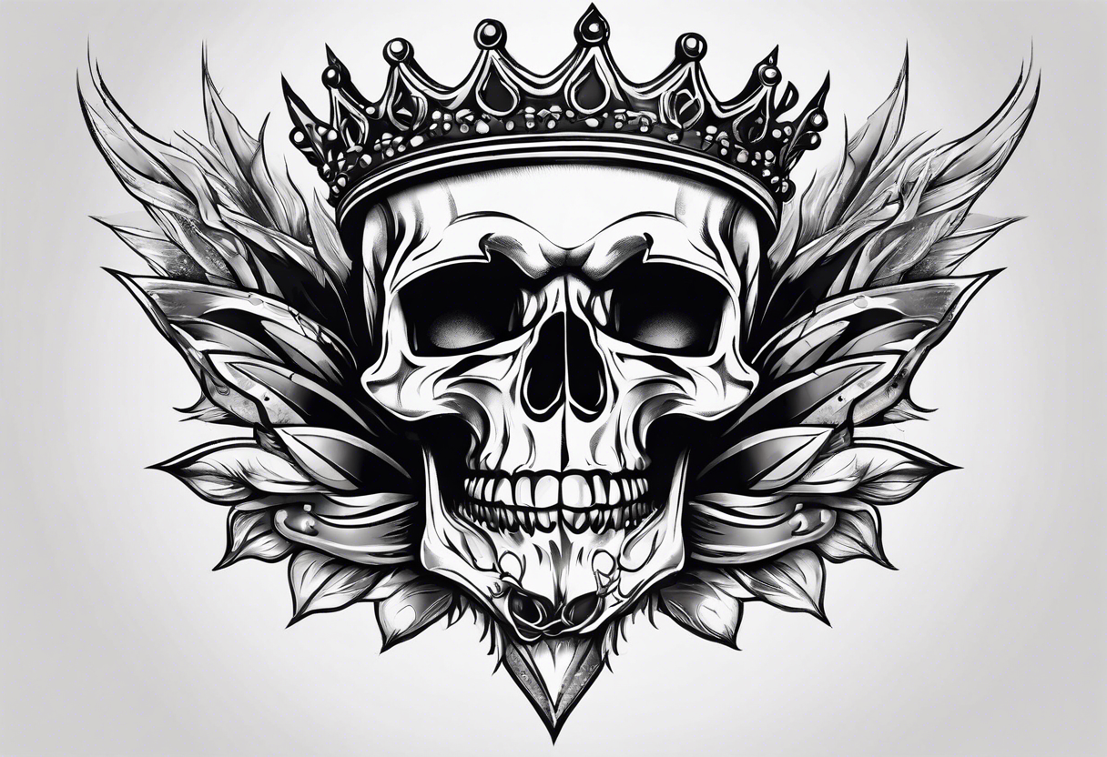 A pointy evil crown with skulls on it tattoo idea