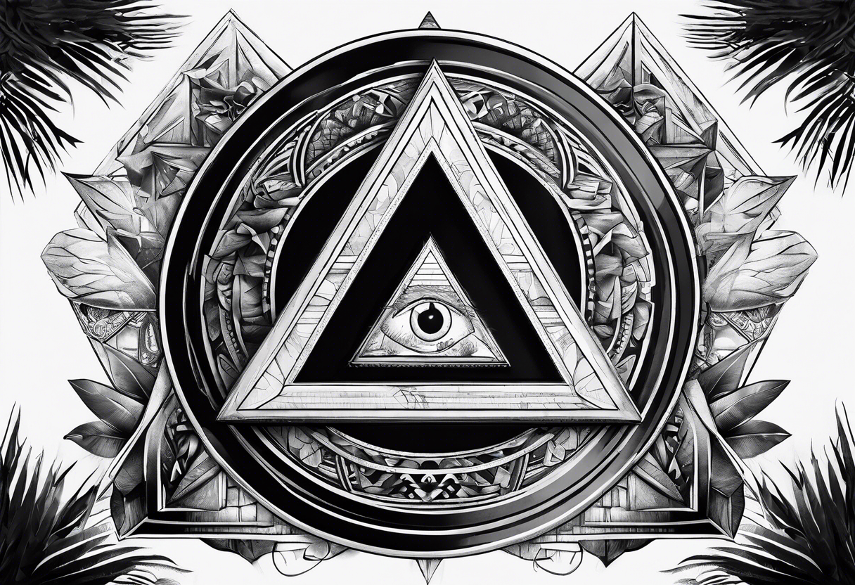 book with triangle portals floating above it tattoo idea