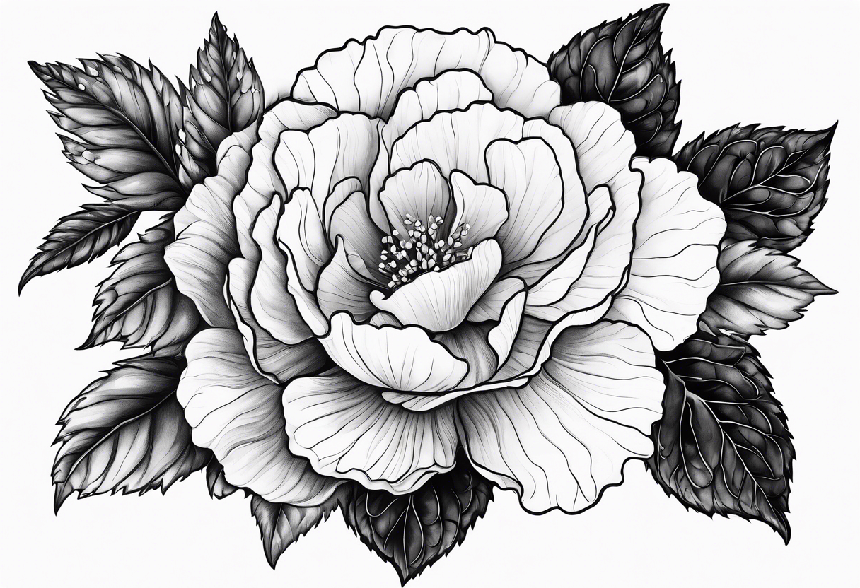 Begonia flower, hydrangeas, marigold tattoo idea