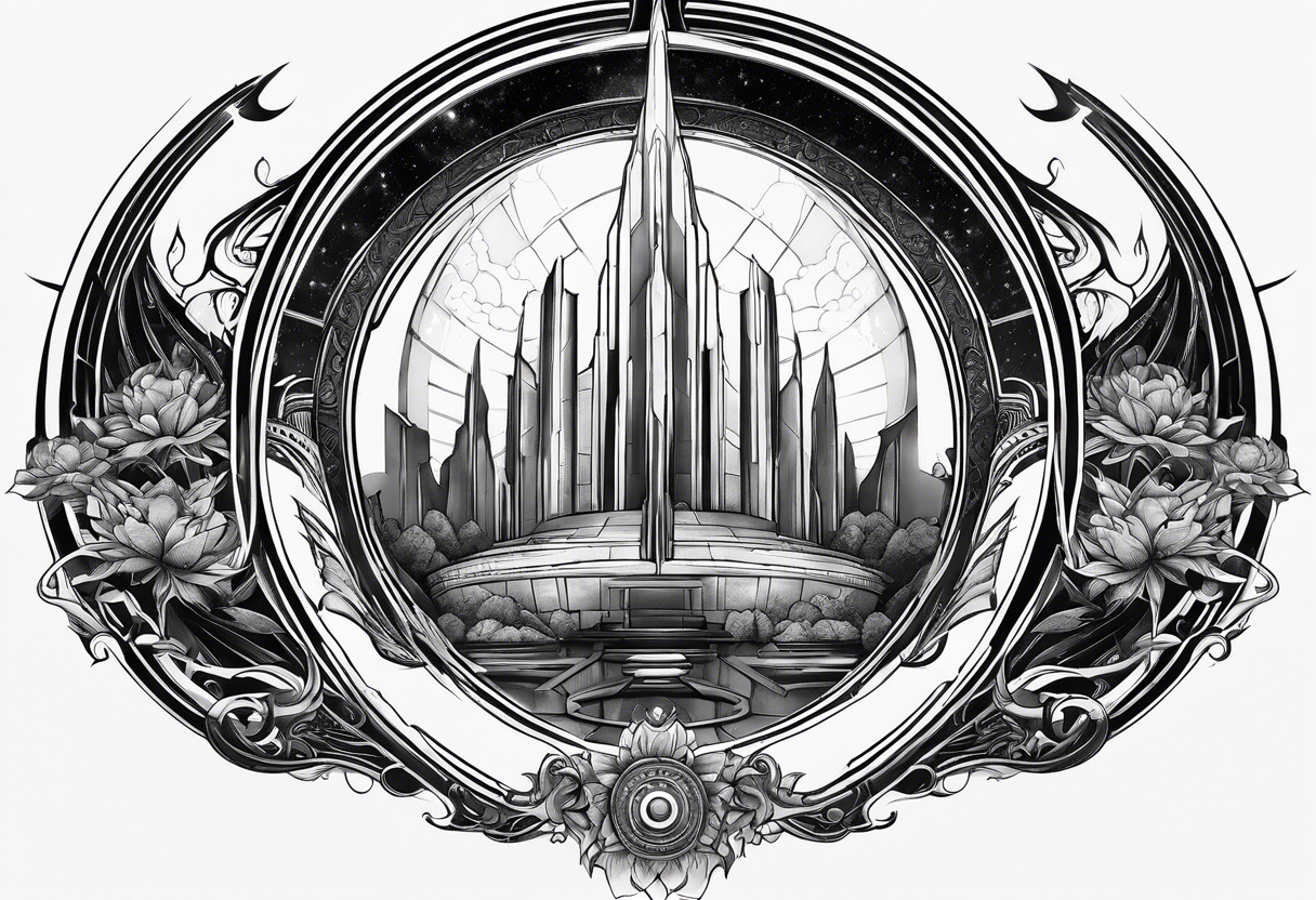 tringle portal leading to mass effect universe, forearm tattoo tattoo idea