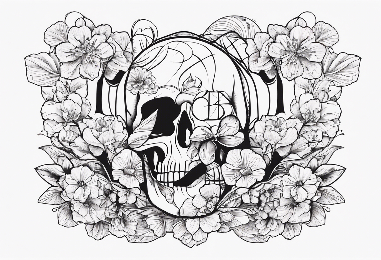 Hourglass skull Sakura tattoo idea