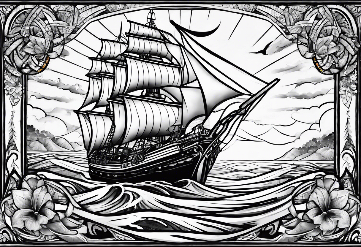 sailing into paradise tattoo idea