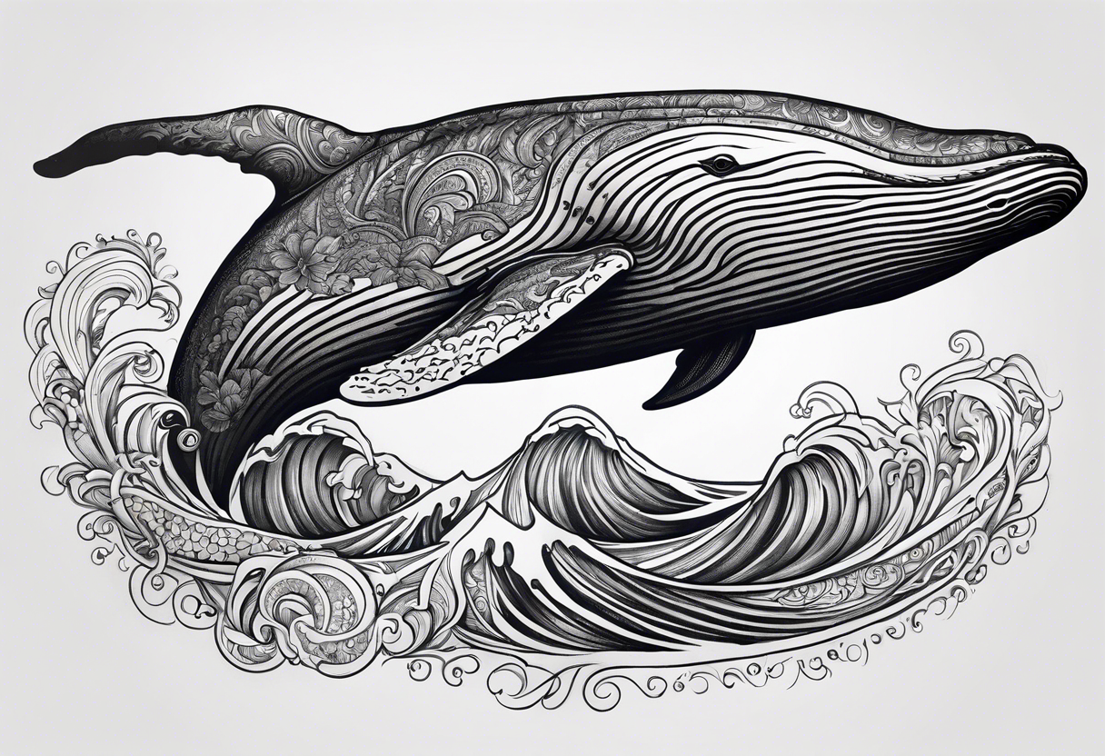 Shoulder Breaching North Pacific humpback whale paisley tattoo idea