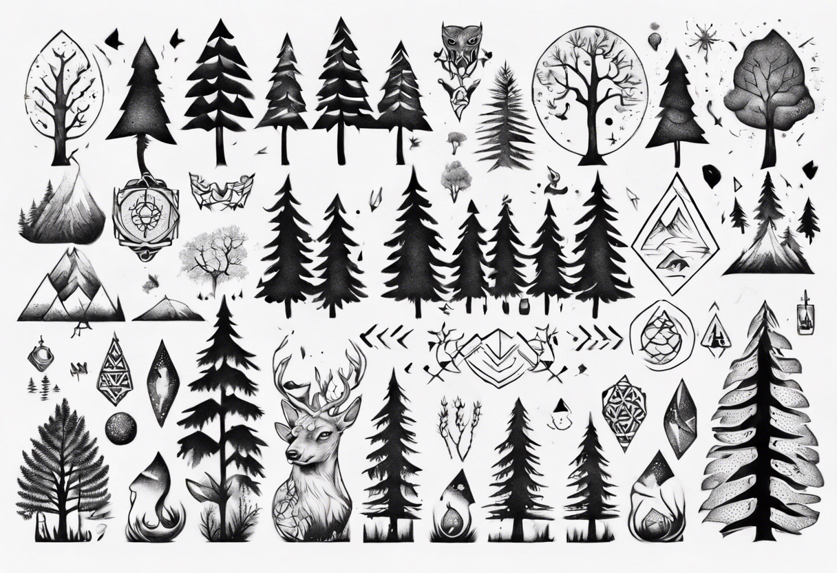 Nordic, forest, living in present, stoic, full arm tattoo idea