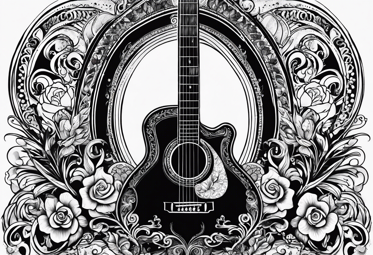 acoustic guitar with the lyrics que me lleven canciones cuando ya me haya muerto tattoo idea